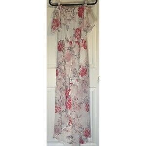 As U Wish Floral Boho Maxi Dress Romper Medium Cream Pink Sun Dress